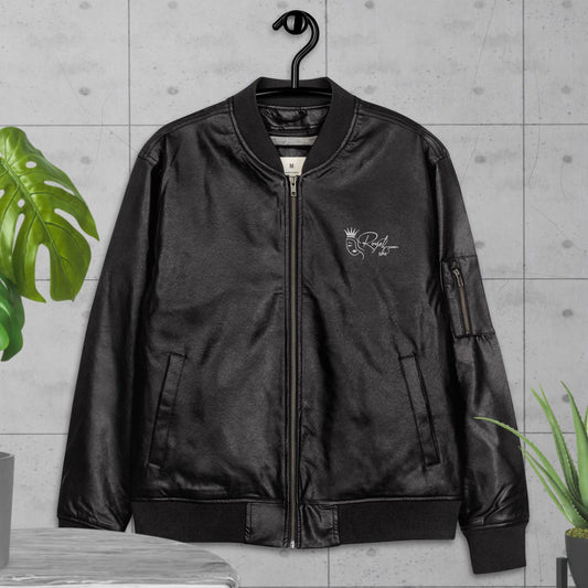 Royal She Leather Bomber Jacket