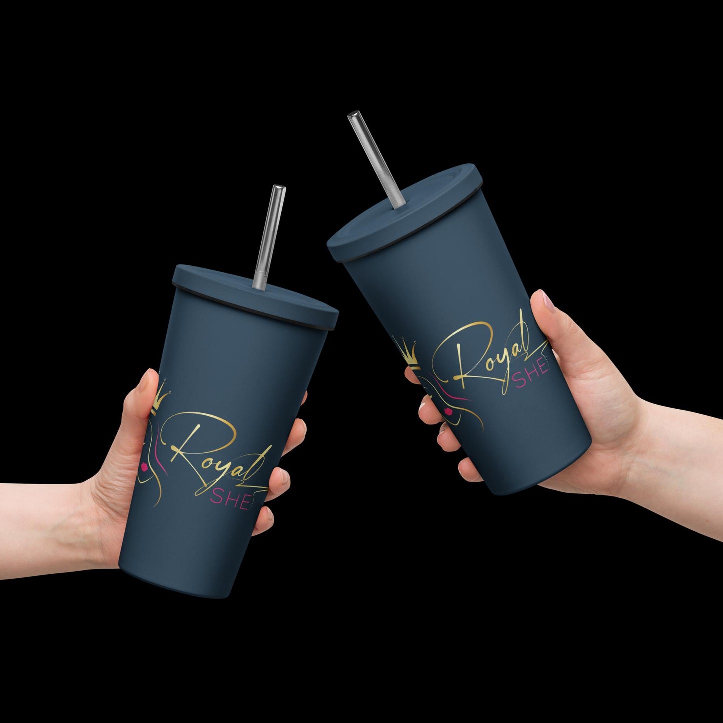 Insulated tumbler with a straw